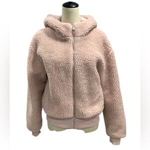 Fabletics Blush Hooded Sherpa Teddy Jacket Size S